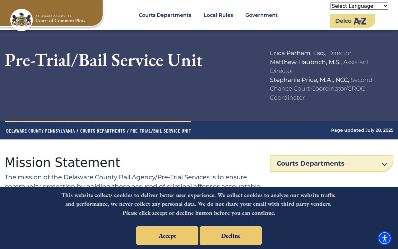 Delaware County criminal court bail records