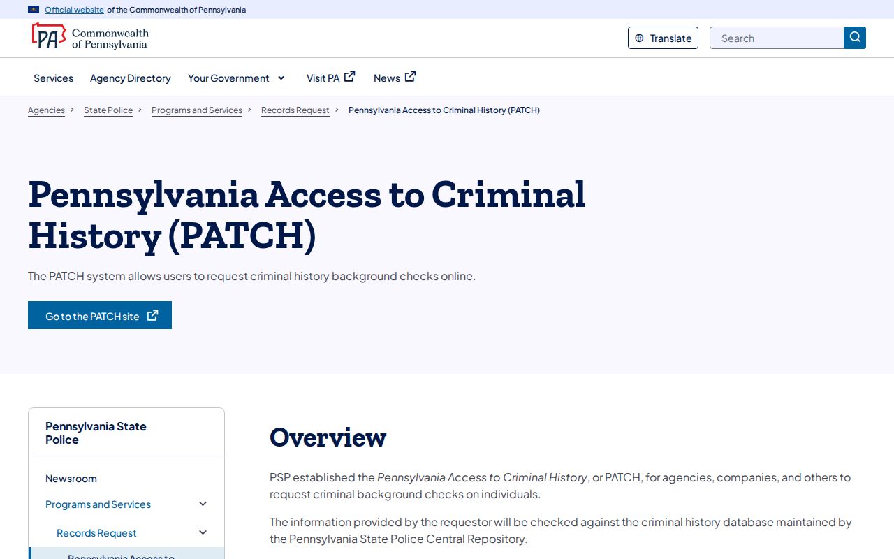 Pennsylvania State Police explanation for Delaware County criminal history results